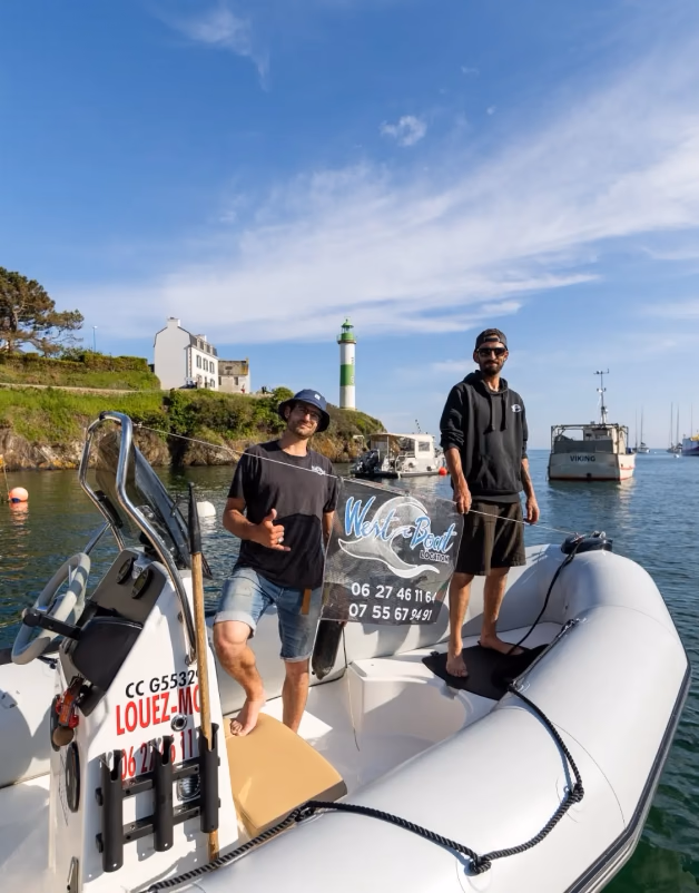 Guillaume et Florian, fondateurs de West Boat Location à Doëlan